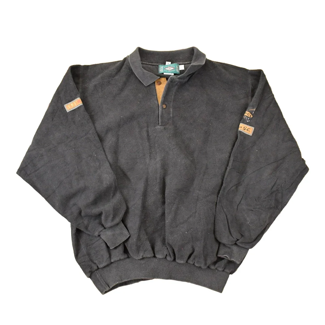 Vintage 1990s SDI Golfing Quarter Button Fleece Collared Sweatshirt Mens L