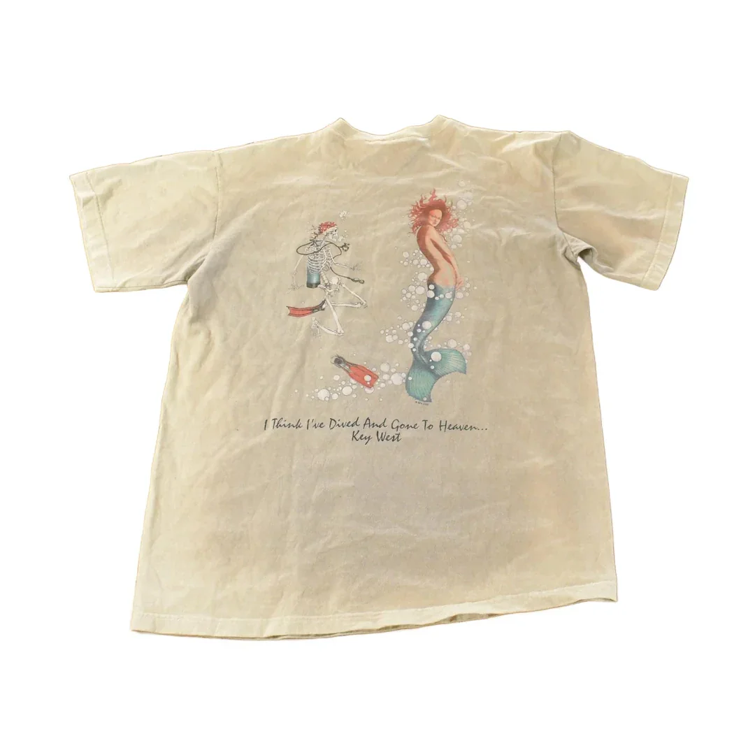 Vintage 1990s Sea Dog Sun Faded Souvenir Graphic Print T-Shirt Men's Large