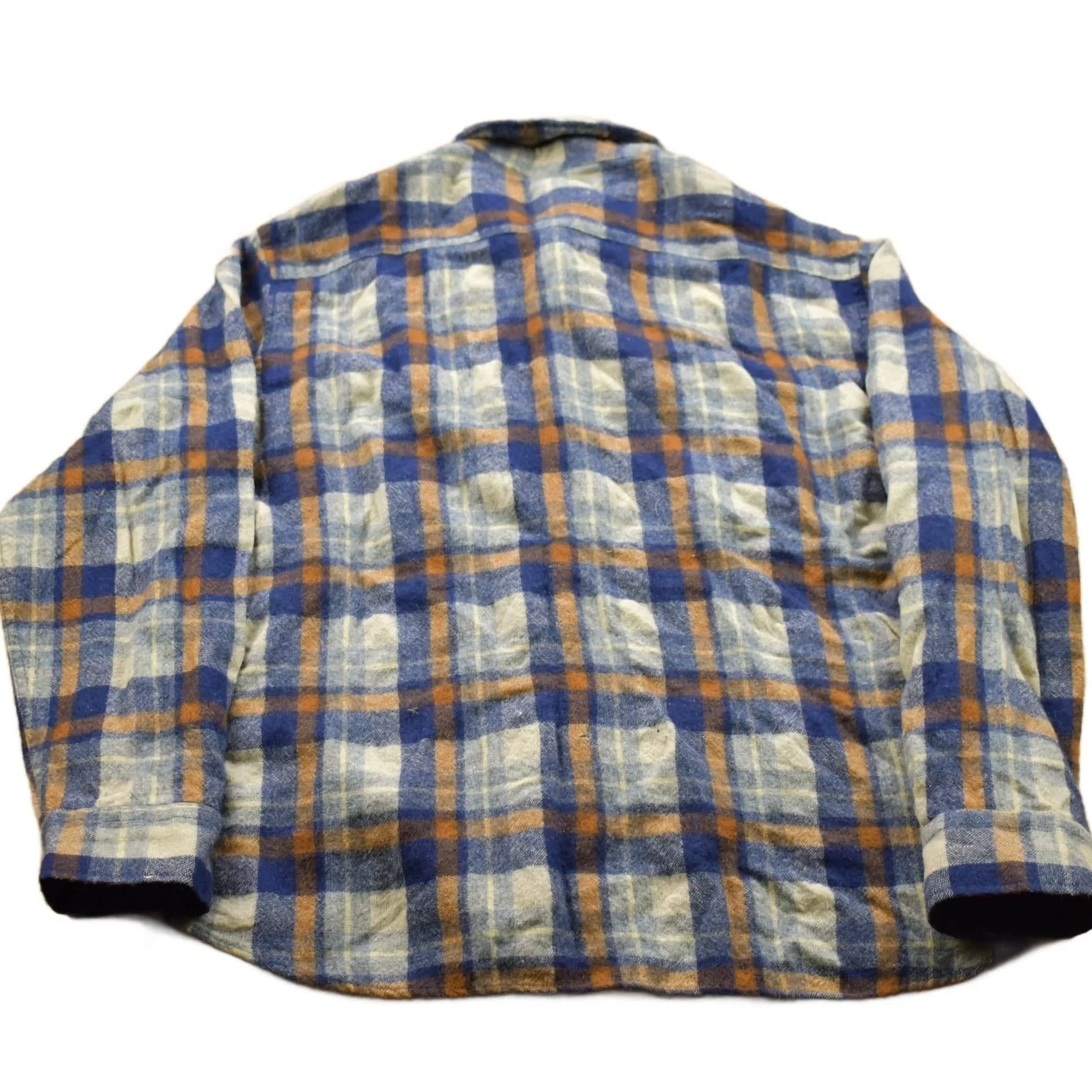 Vintage 1990s Sears Reprocessed Wool Plaid Flannel Button Up Shirt Men's Medium - Image 2