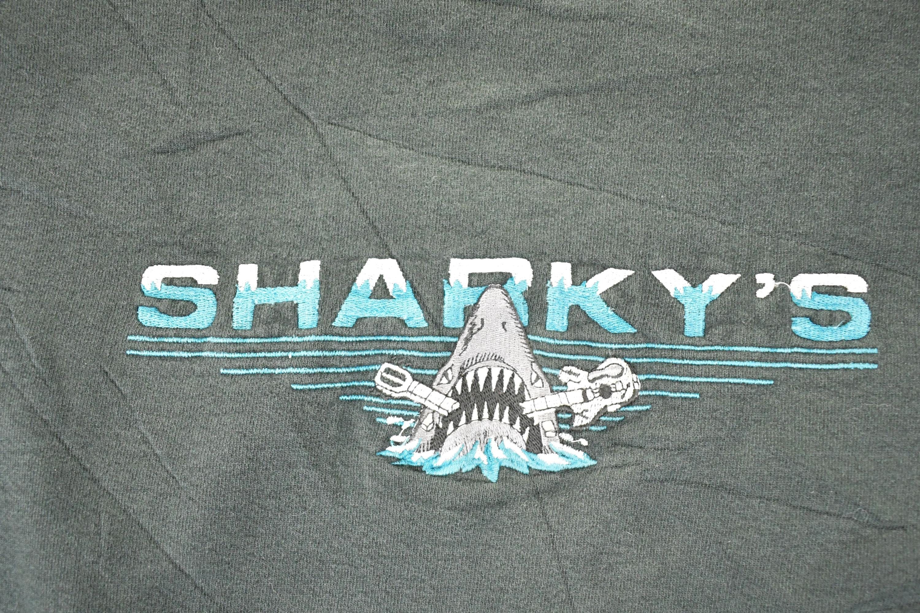 Vintage 1990s Sharky's Guitar Embroidered Heavyweight Crewneck Sweatshirt Men's XL - Image 3