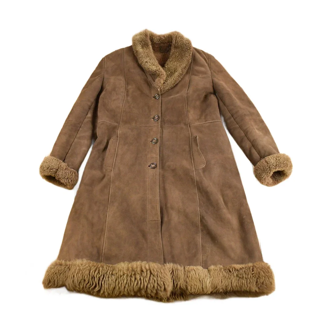Vintage 1990s Shearling Suede Coat Men's Medium