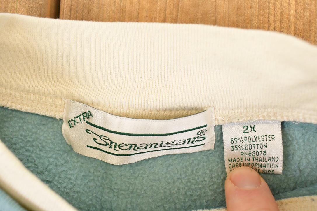 Vintage 1990s Shenanigans Embroidered Country Chair Double Collar Crewneck Sweatshirt Womens XXL - Image 4