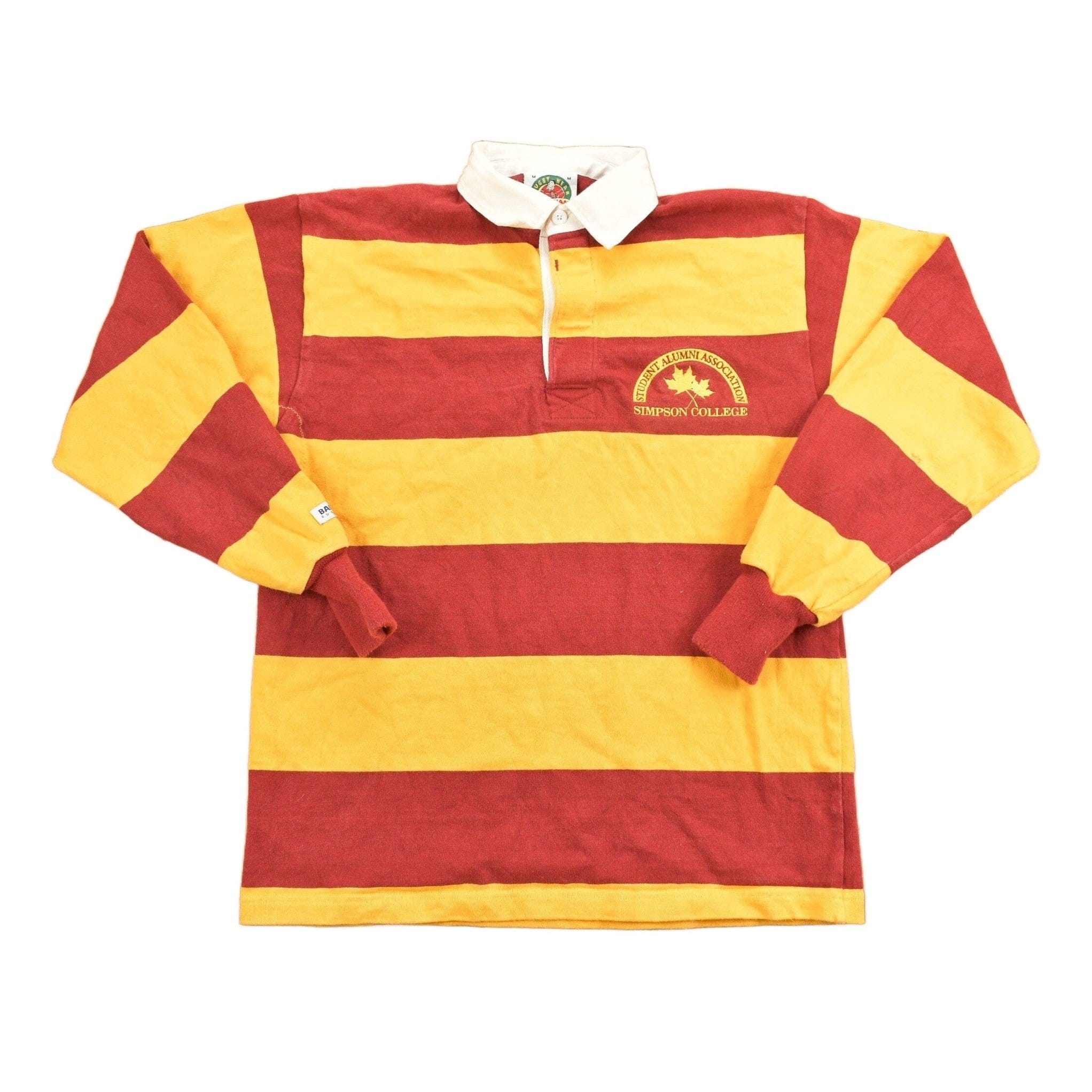 Vintage 1990s Simpson College Rugby Barbarian Collared Sweatshirt Men's Medium