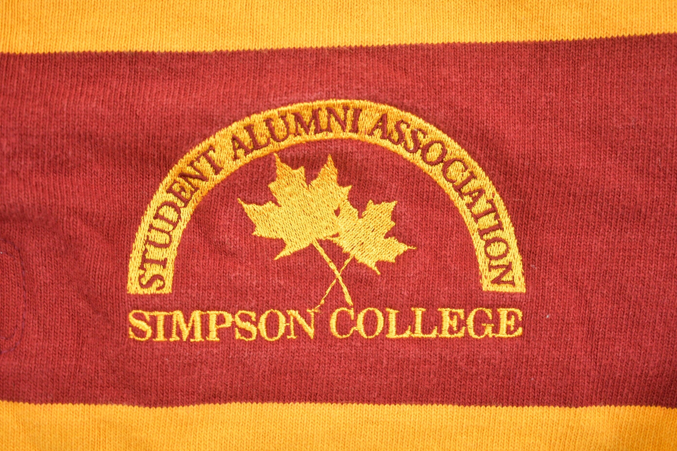Vintage 1990s Simpson College Rugby Barbarian Collared Sweatshirt Men's Medium - Image 4