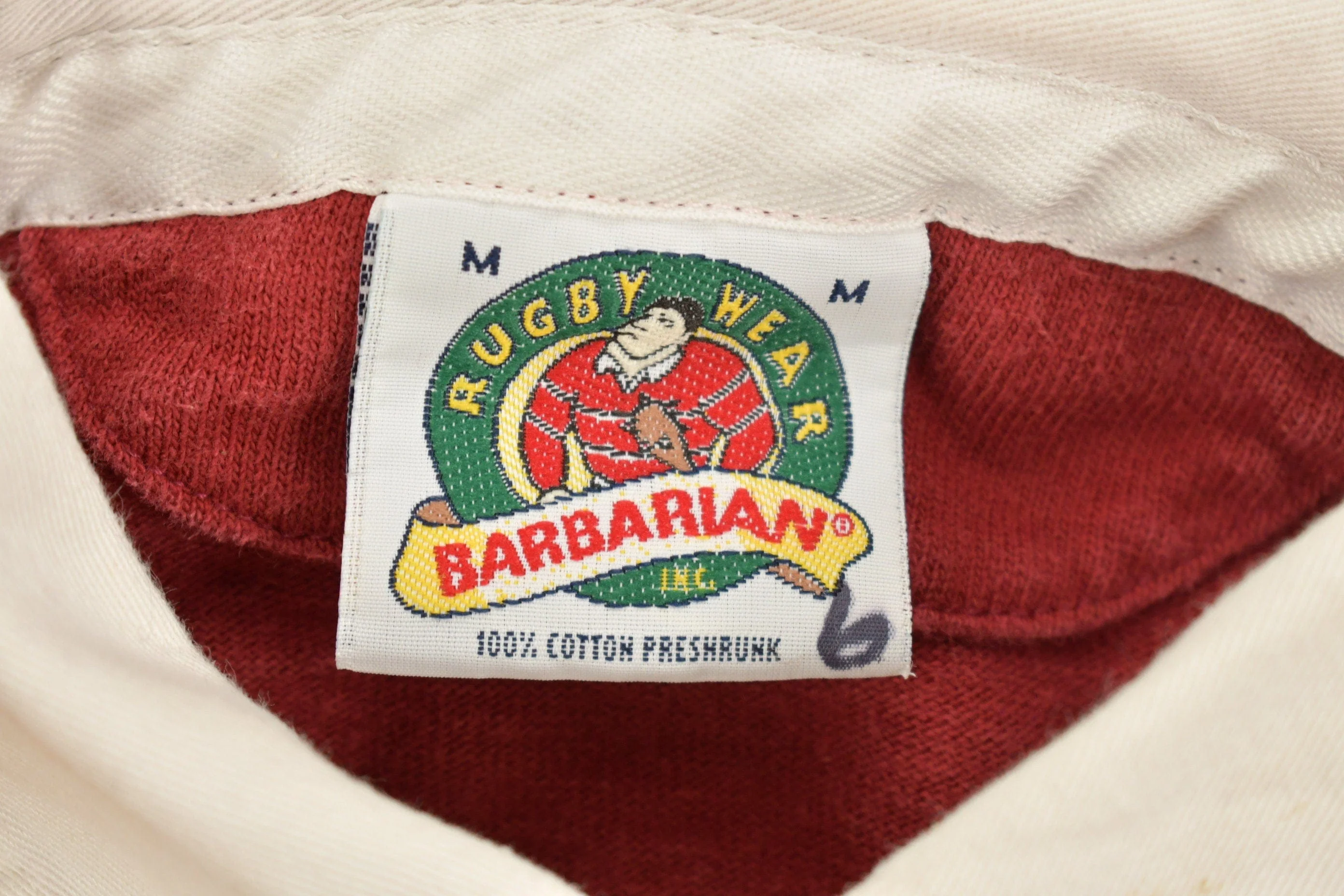 Vintage 1990s Simpson College Rugby Barbarian Collared Sweatshirt Men's Medium - Image 7