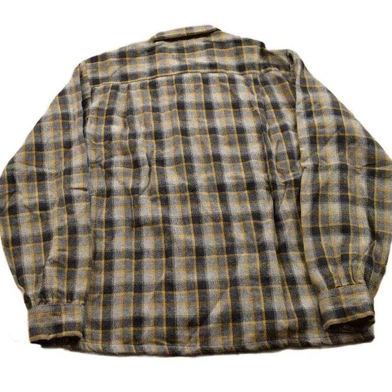 Vintage 1990s Single Needle Wool Plaid Flannel Button Up Shirt Men's Medium - Image 2