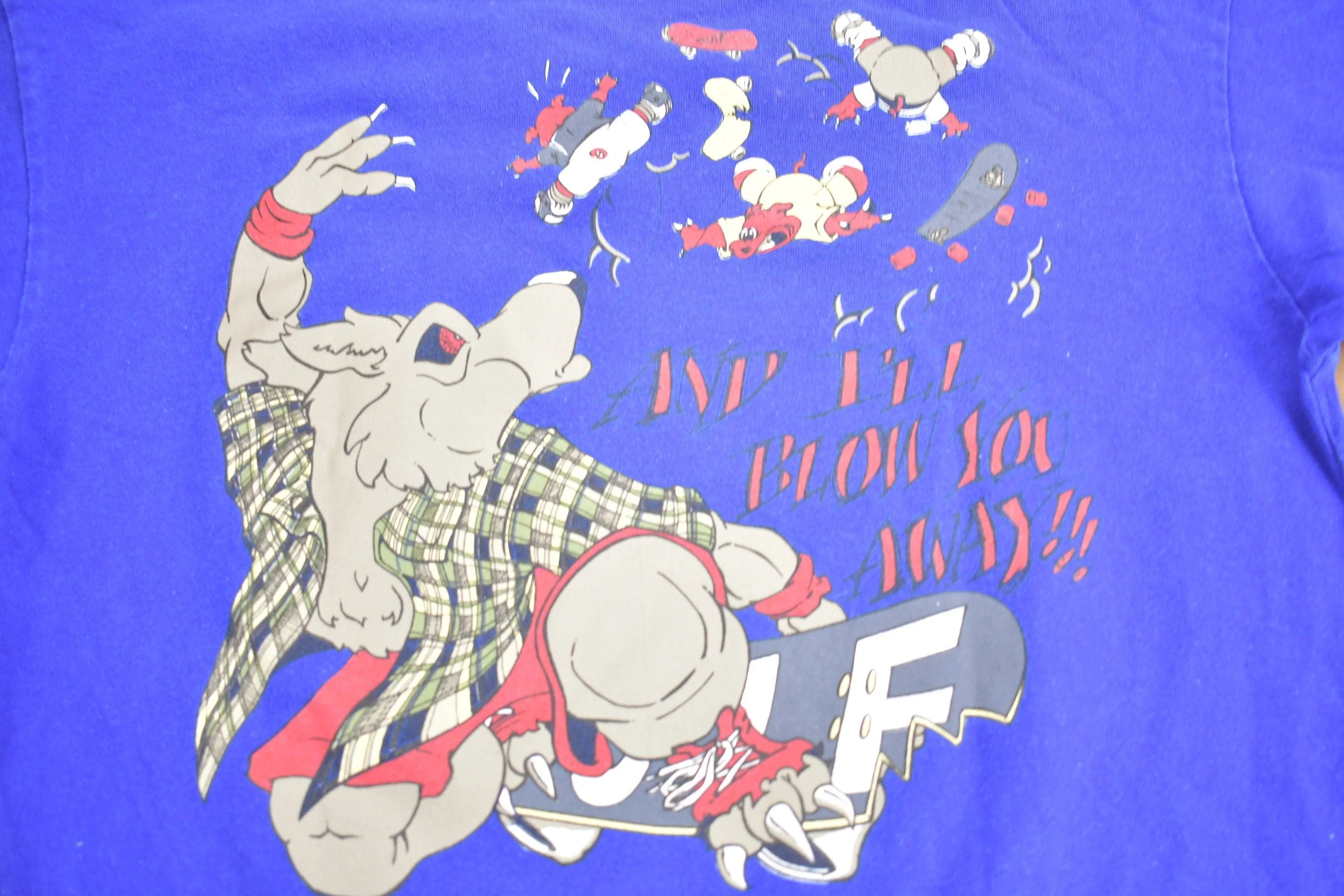 Vintage 1990s Skateboarding Wolf Graphic T Shirt Men's Large - Image 4