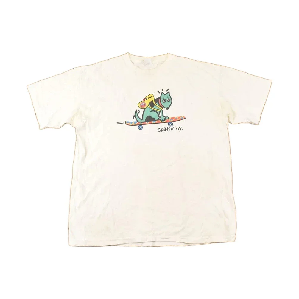 Vintage 1990s Skatin By Souvenir Skateboarding Dog T-Shirt Men's L