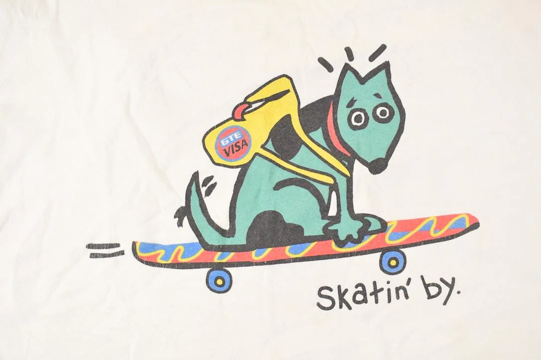 Vintage 1990s Skatin By Souvenir Skateboarding Dog T-Shirt Men's L - Image 3