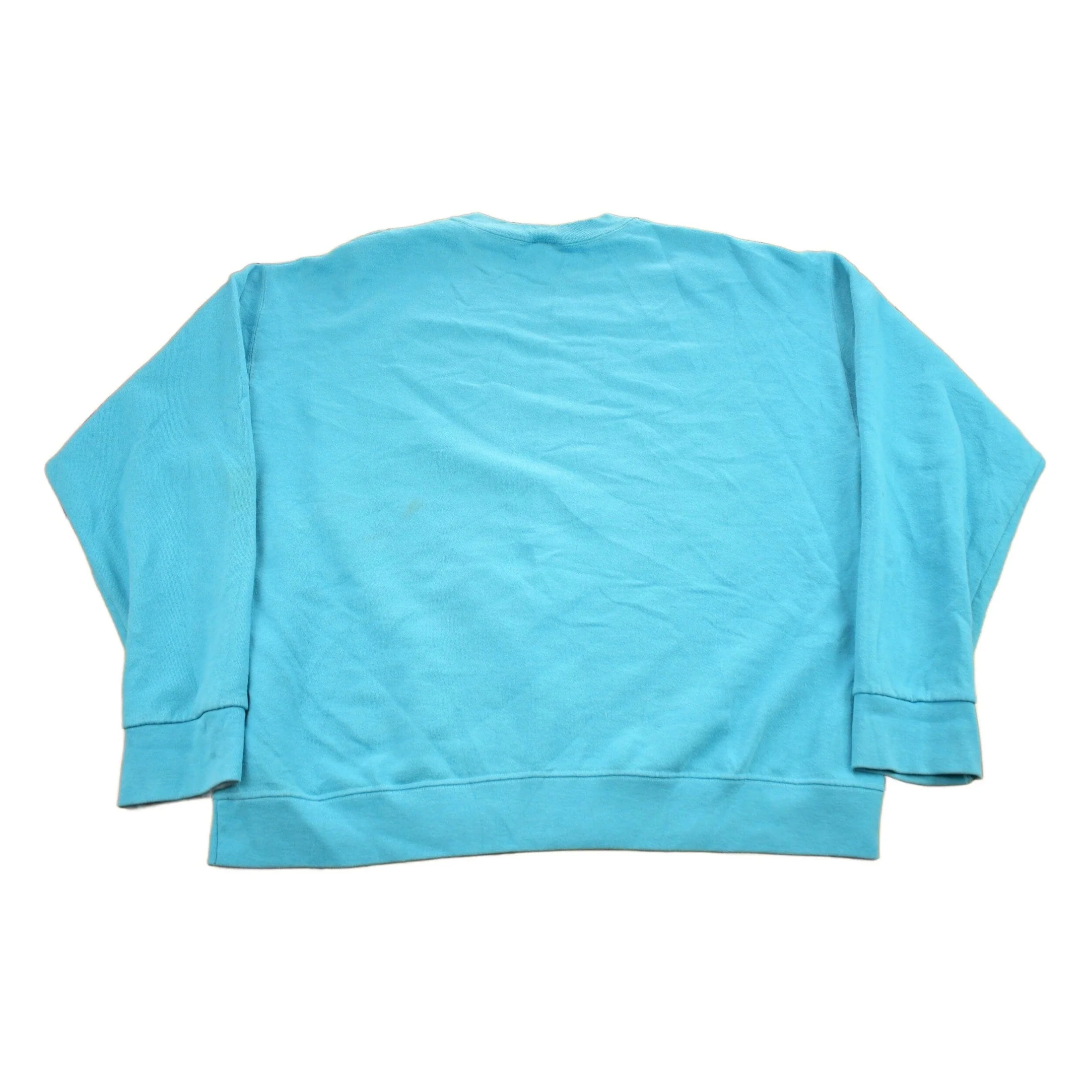 Vintage 1990s Sky Blue Blank Crewneck Sweatshirt Men's XL - Image 2