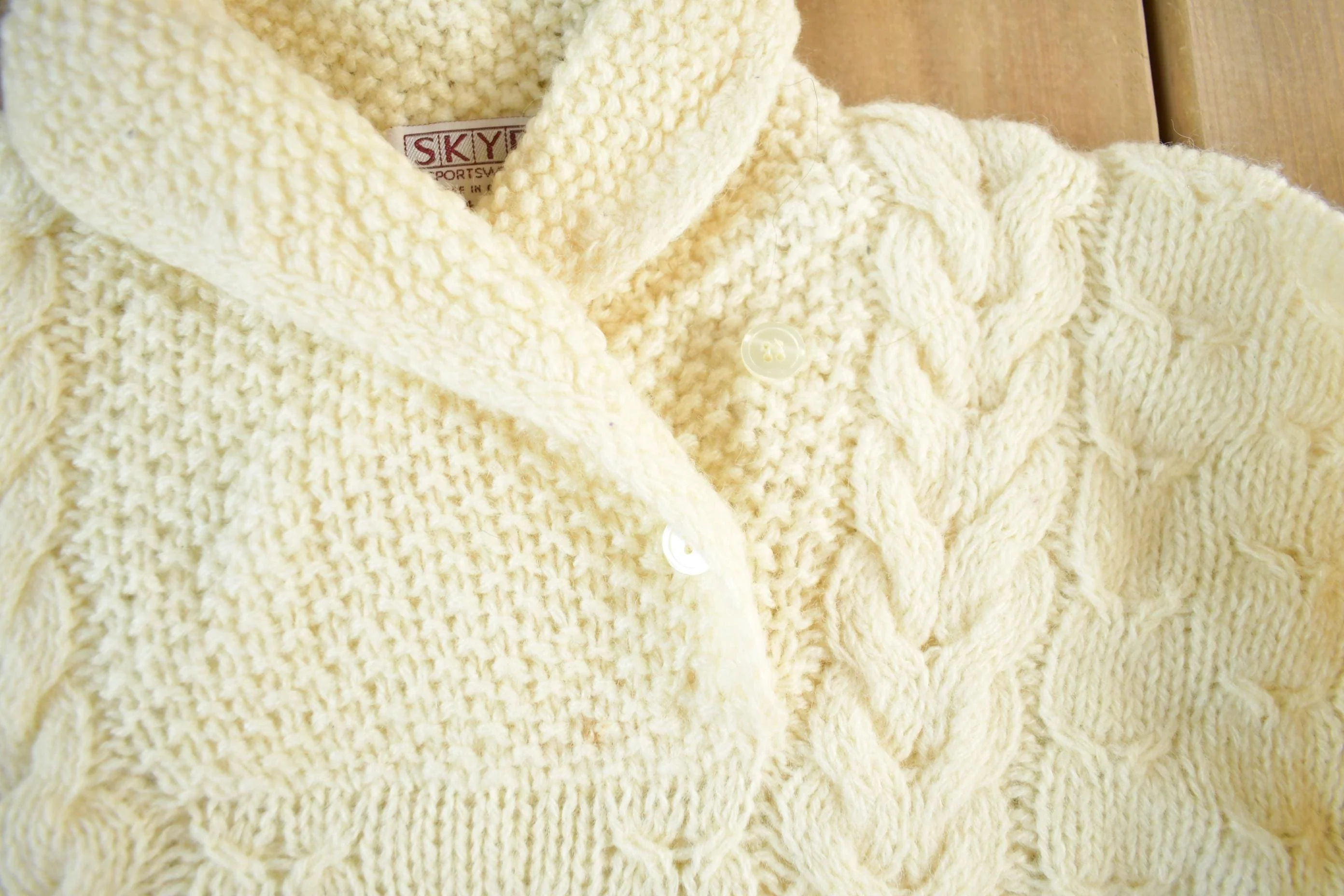 Vintage 1990s SKYR Wool Knit Shawl Collar Sweater Women's S - Image 4