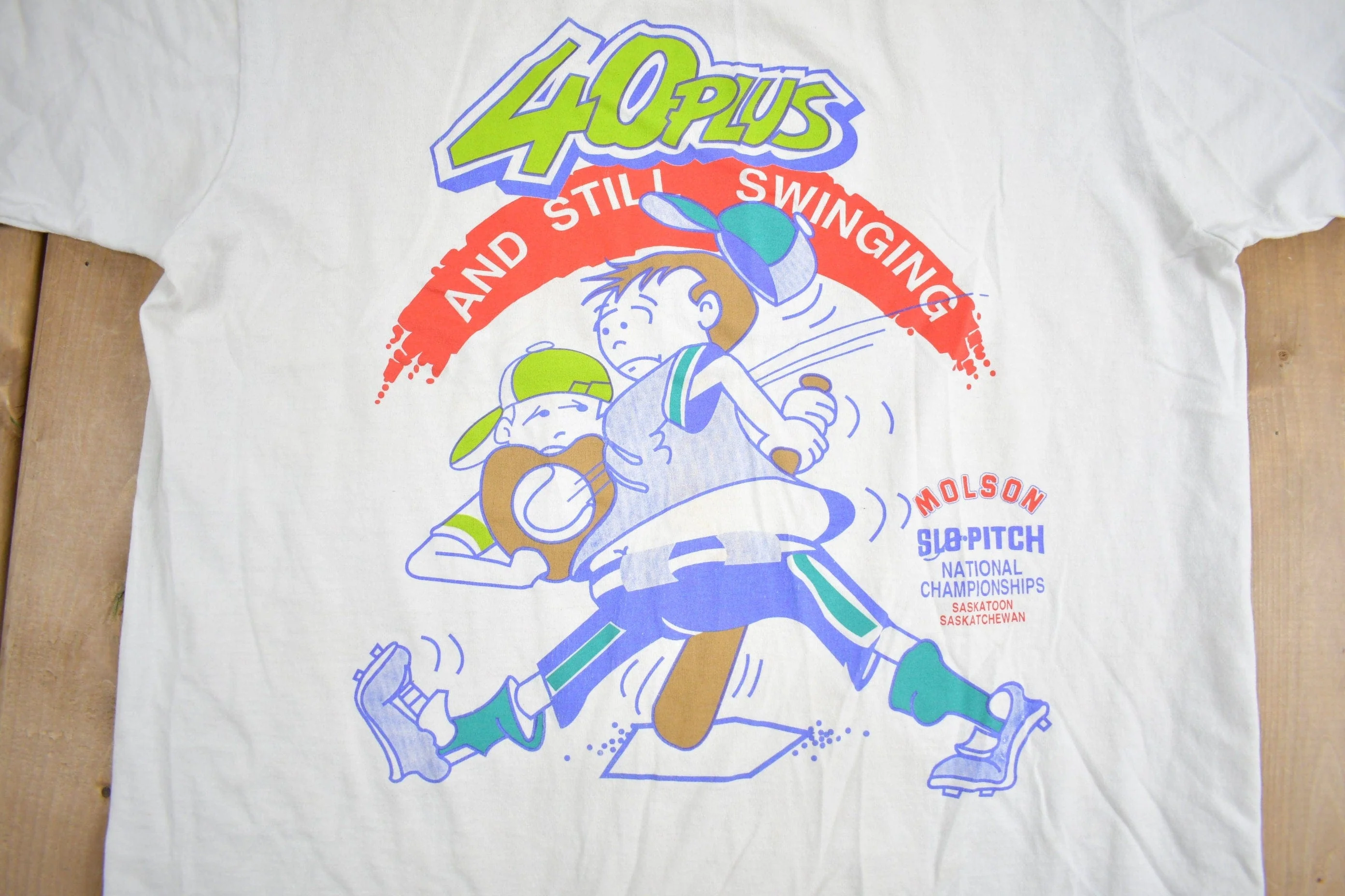 Vintage 1990s Slo Pitch National Championships Graphic T Shirt Men's Large - Image 3