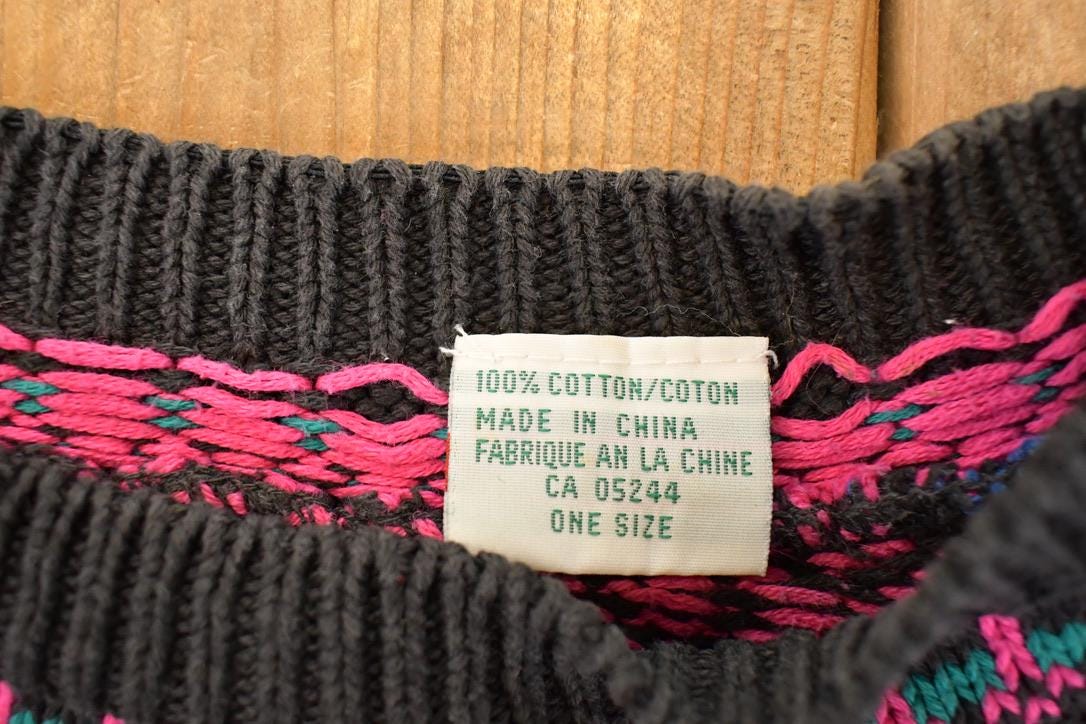 Vintage 1990s Snowflake Striped Knit AOP Crewneck Sweater Women's XL - Image 4
