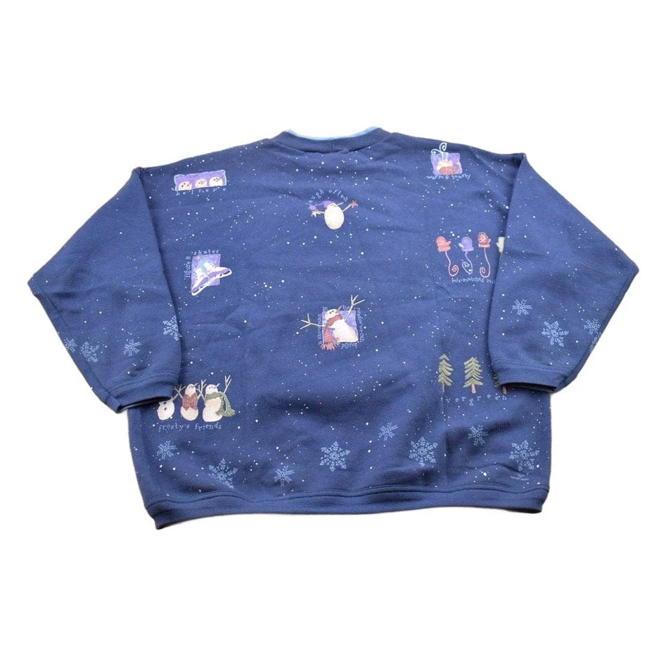 Vintage 1990s Snowman Theme Christmas Sweater Men's L - Image 2