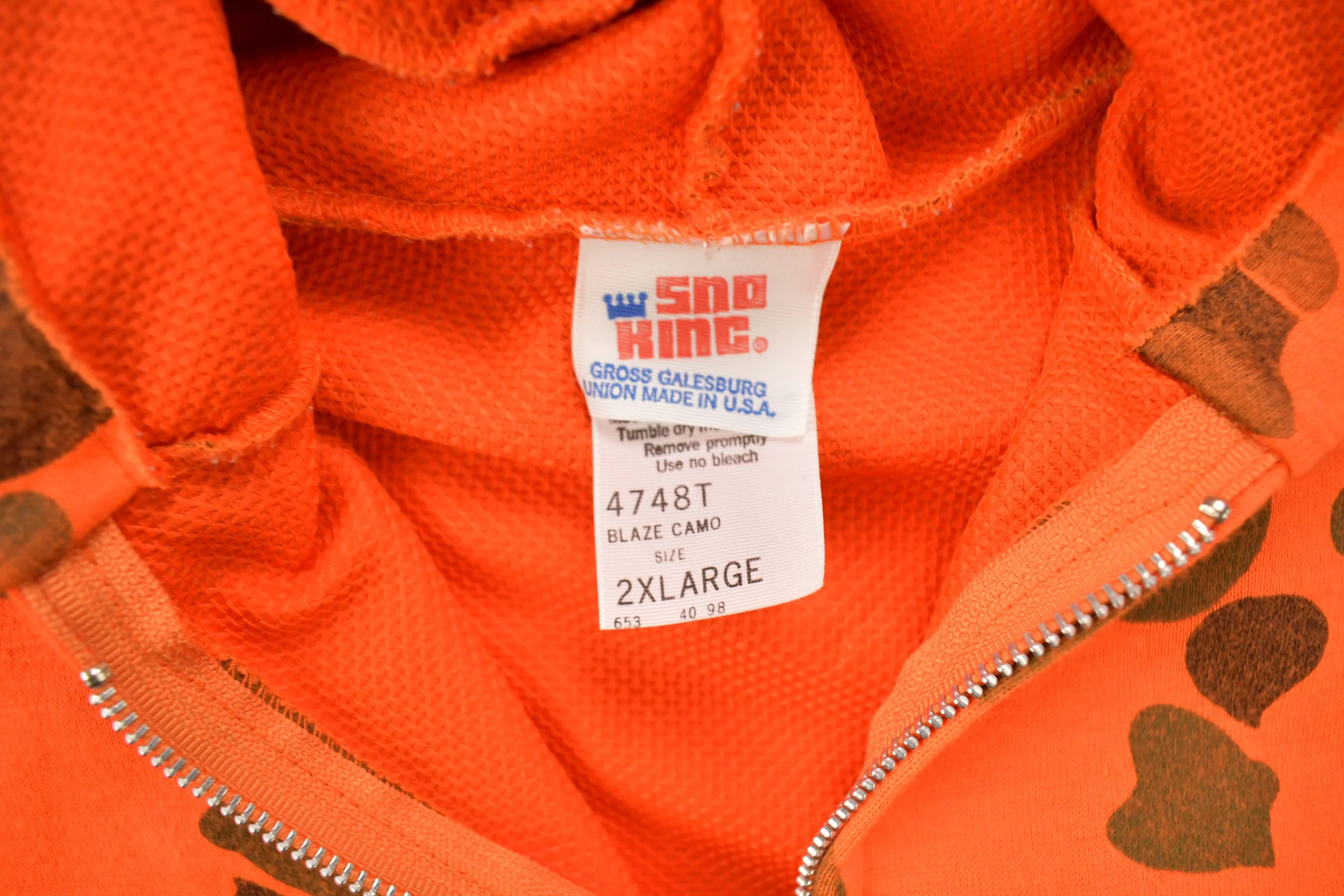 Vintage 1990s Sod King Orange Camo Graphic Hoodie Men's 2XL - Image 5
