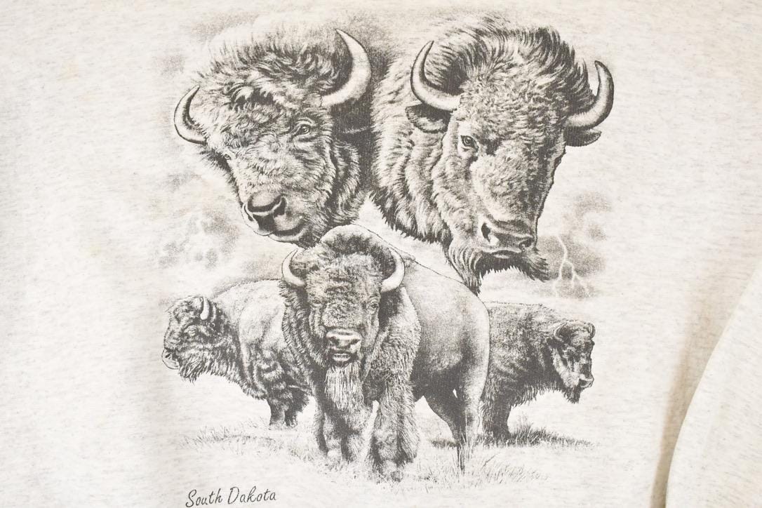 Vintage 1990s South Dakota Buffalos Graphic Print Crewneck Sweatshirt Mens L - Image 5