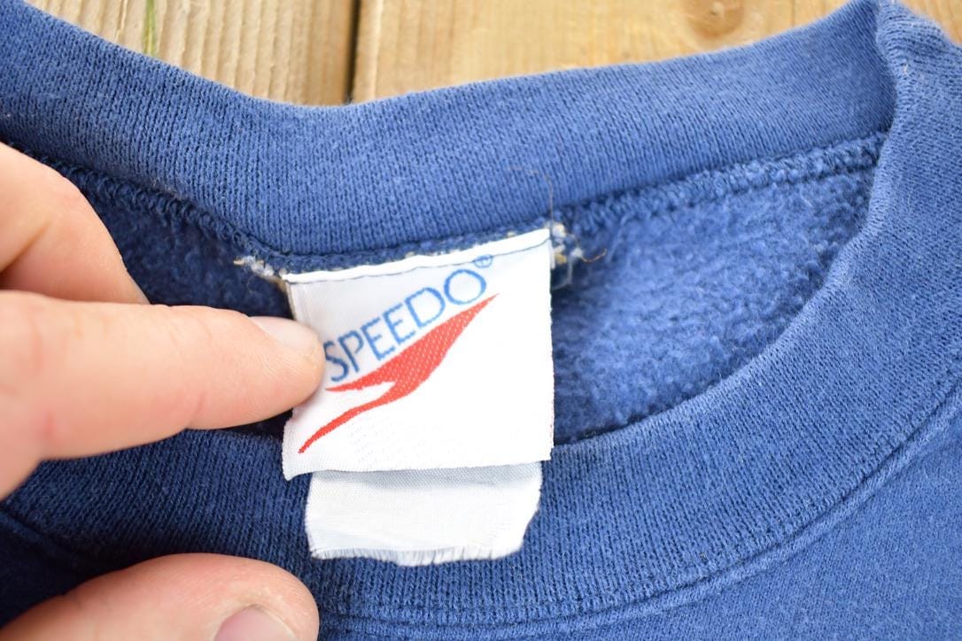 Vintage 1990s Speedo Rubber Patch Souvenir Crewneck Sweatshirt Made In USA Men's XL - Image 3
