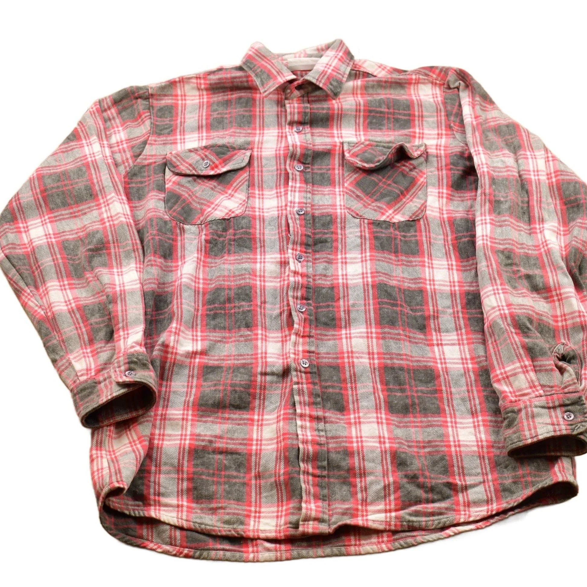 Vintage 1990s Sports Afieid Plaid Flannel Button Up Shirt Men's L