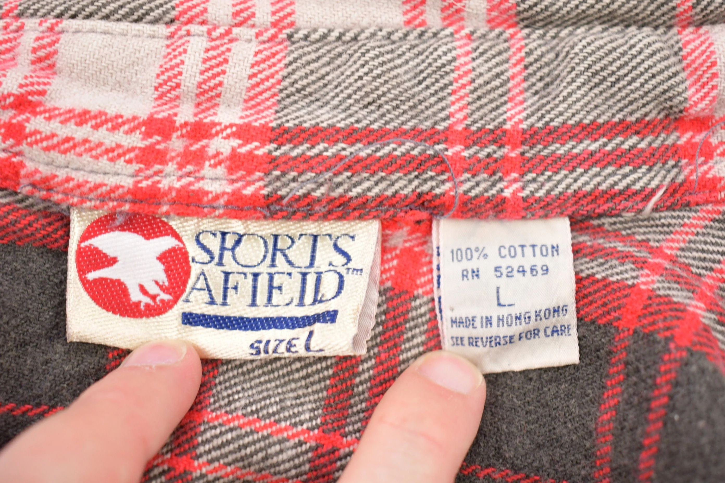 Vintage 1990s Sports Afieid Plaid Flannel Button Up Shirt Men's L - Image 3
