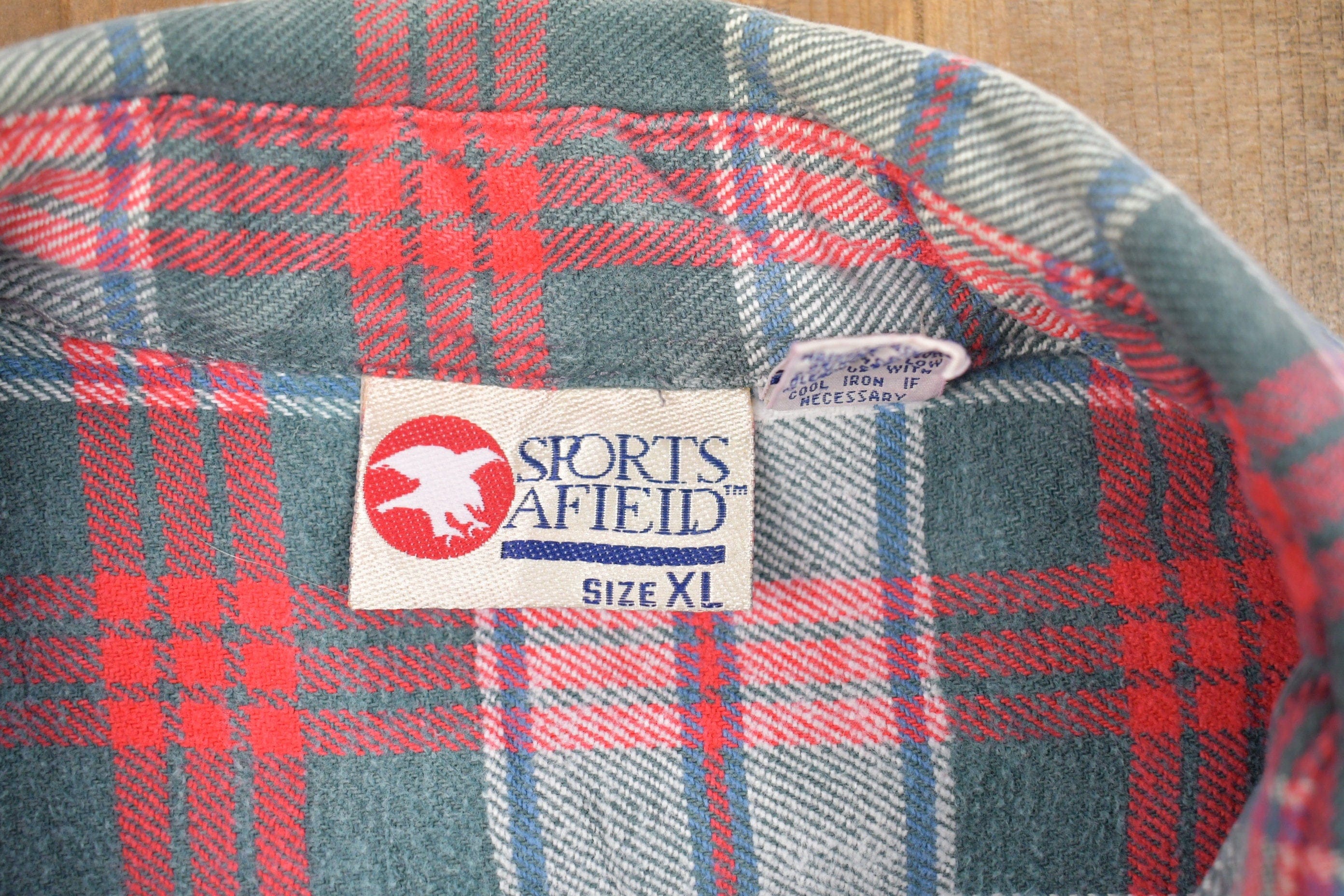 Vintage 1990s Sports Afield Plaid Button Up Shirt Men's XL - Image 3