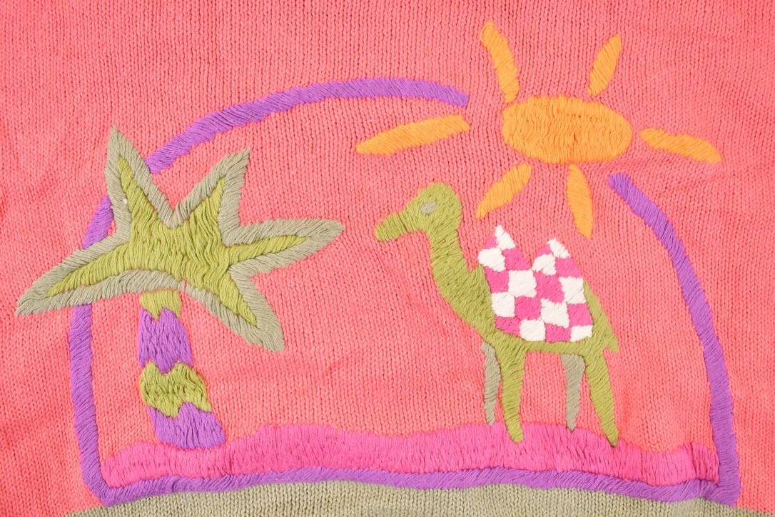 Vintage 1990s SSP Embroidered Desert Knit Cardigan Sweater Women's L - Image 3