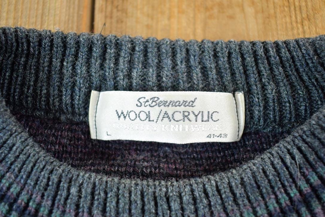 Vintage 1990s St Bernard Wool Blend Knit Sweater Mens XL - Image 3