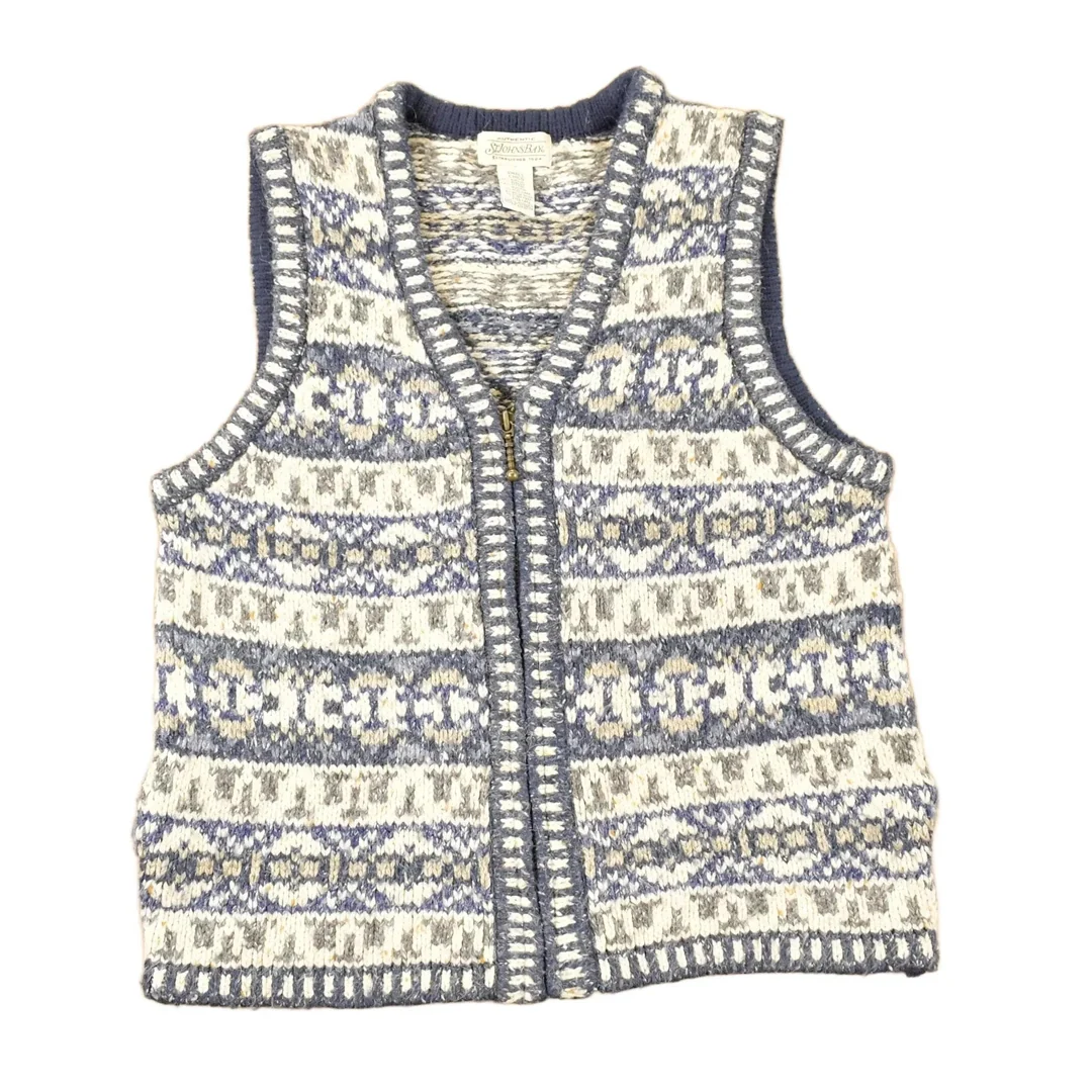Vintage 1990s St Johns Bay Abstract Knit Cardigan Sweater Vest Men's S