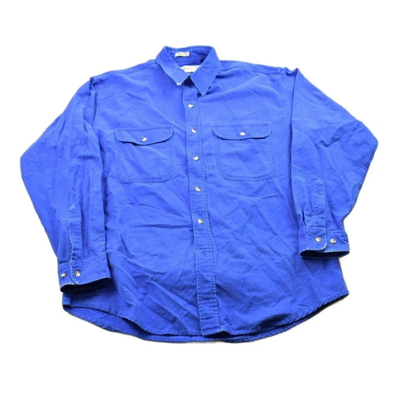Vintage 1990s St Johns Bay Blank Blue Button Up Shirt Men's XL