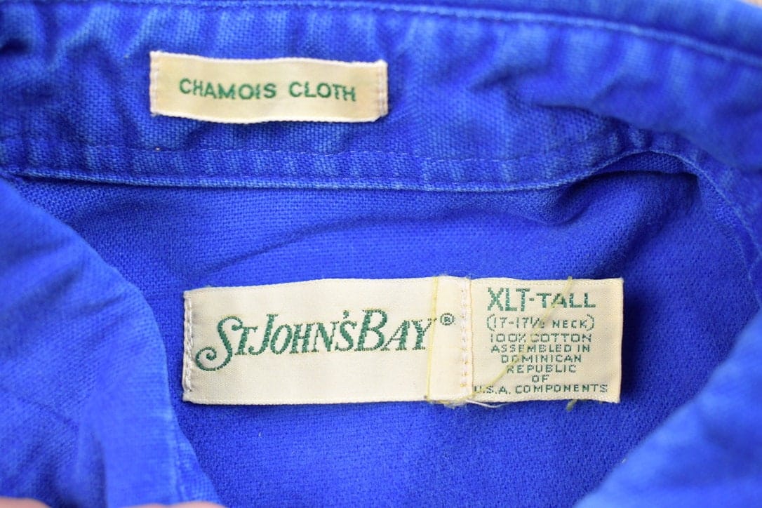 Vintage 1990s St Johns Bay Blank Blue Button Up Shirt Men's XL - Image 3