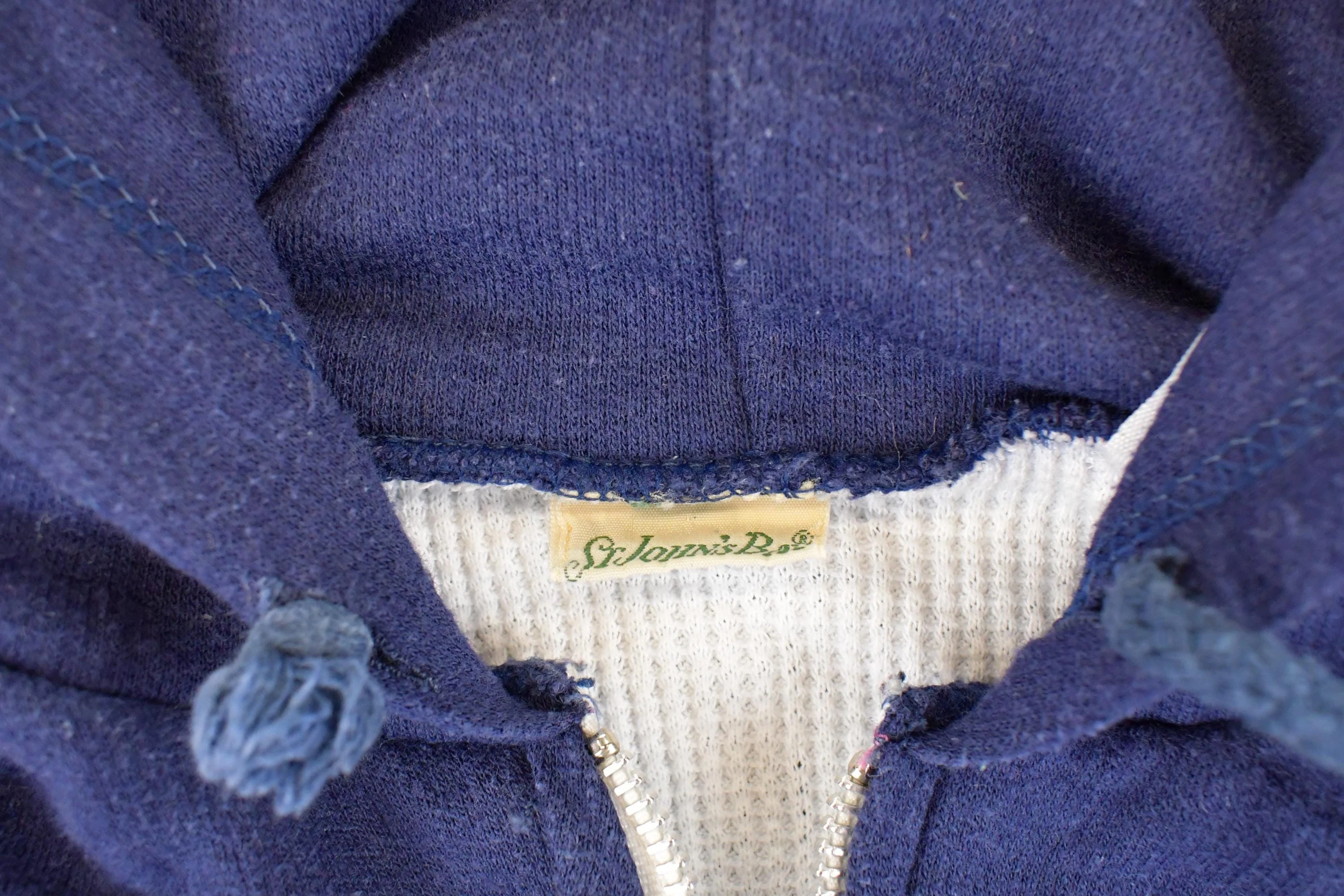 Vintage 1990s St John's Bay Blank Thermal Lined Zip Up Hoodie Sweatshirt Mens M - Image 3