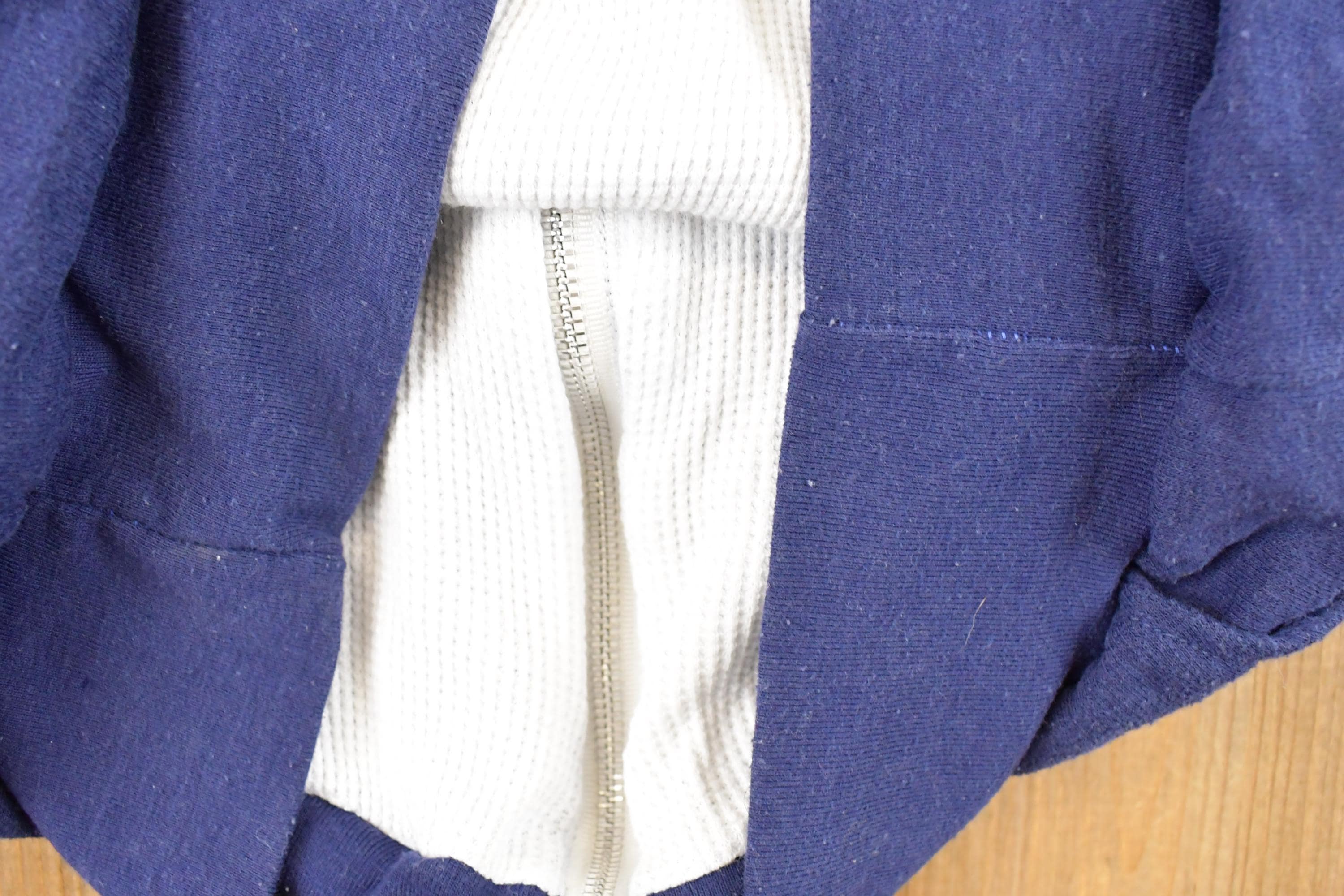 Vintage 1990s St John's Bay Blank Thermal Lined Zip Up Hoodie Sweatshirt Mens M - Image 4