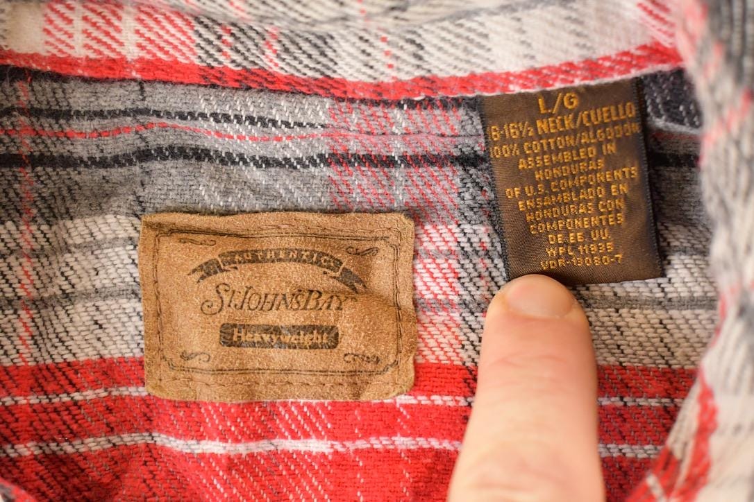 Vintage 1990's St Johns Bay Heavyweight Plaid Western Style Button Up Shirt Men's Large - Image 3