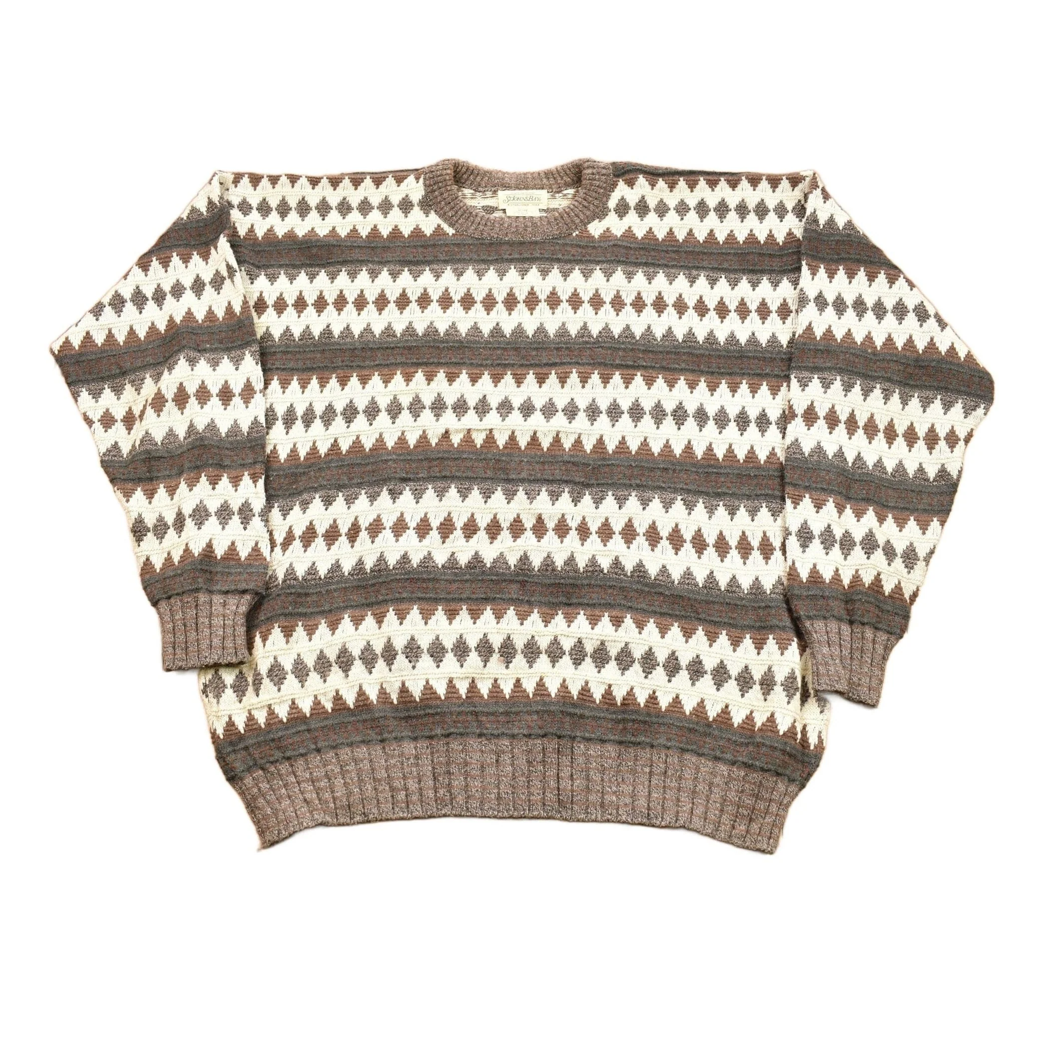 Vintage 1990s St. Johns Bay Knitted Pattern Crewneck Sweater Men's XL