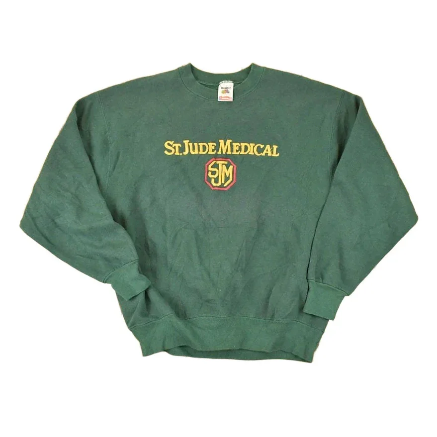 Vintage 1990s St Jude Medical Embroidered University Crewneck Sweater Mens M