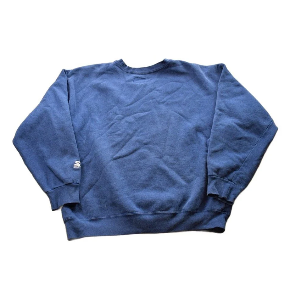 Vintage 1990s Starter Blank Blue Crewneck Sweatshirt - Image 2