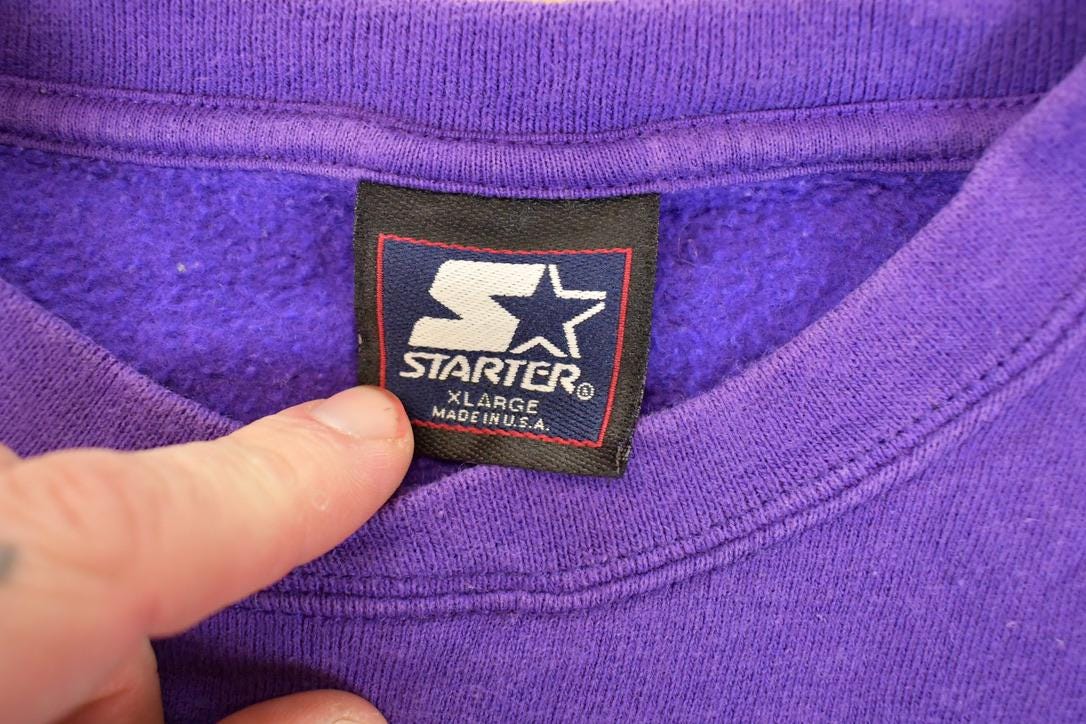 Vintage 1990s Starter Minnesota Vikings Embroidered NFL Crewneck Sweatshirt Mens XL - Image 5