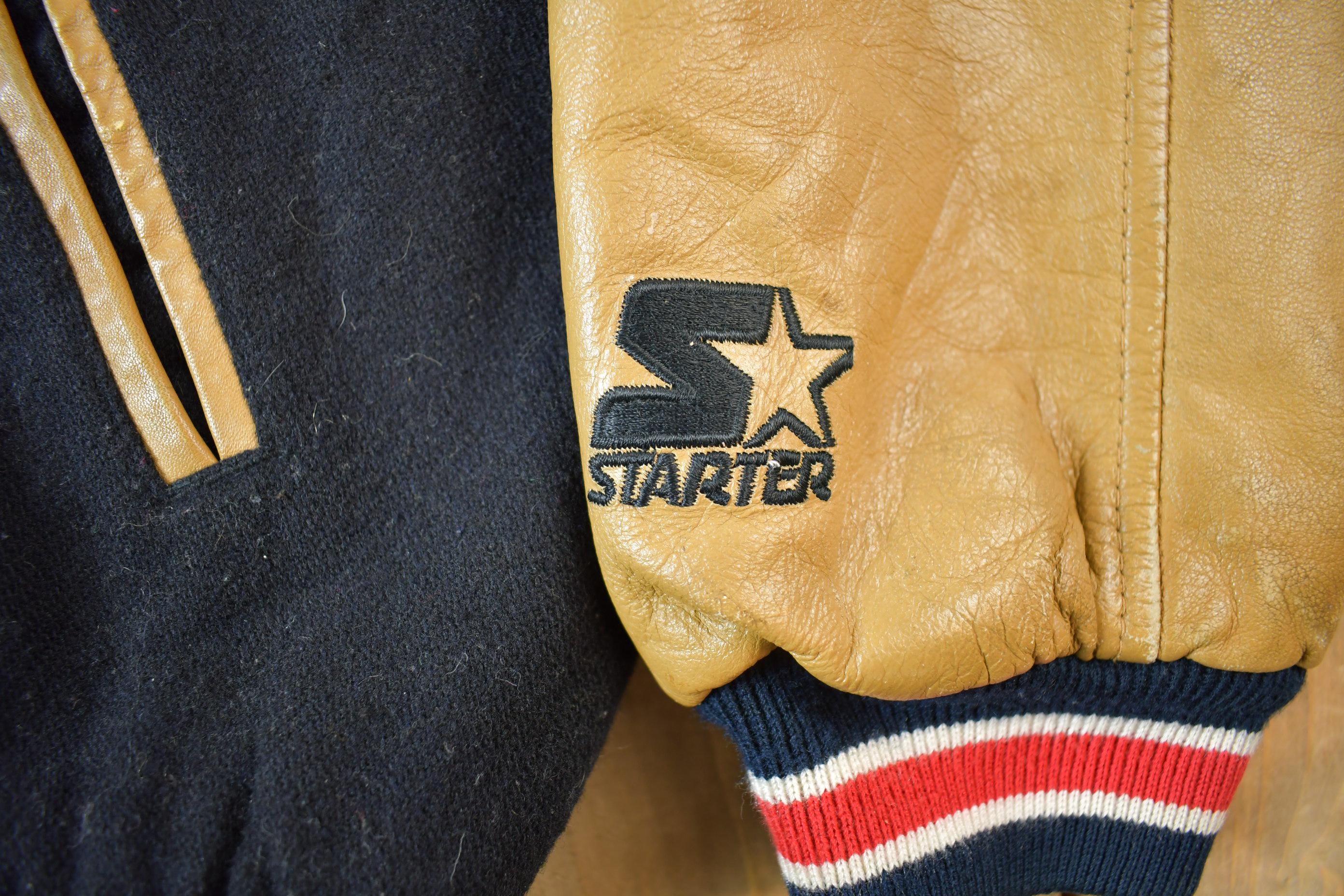 Vintage 1990s Starter NHL Chicago Black Hawks Hockey Wool Varsity Jacket - Image 6
