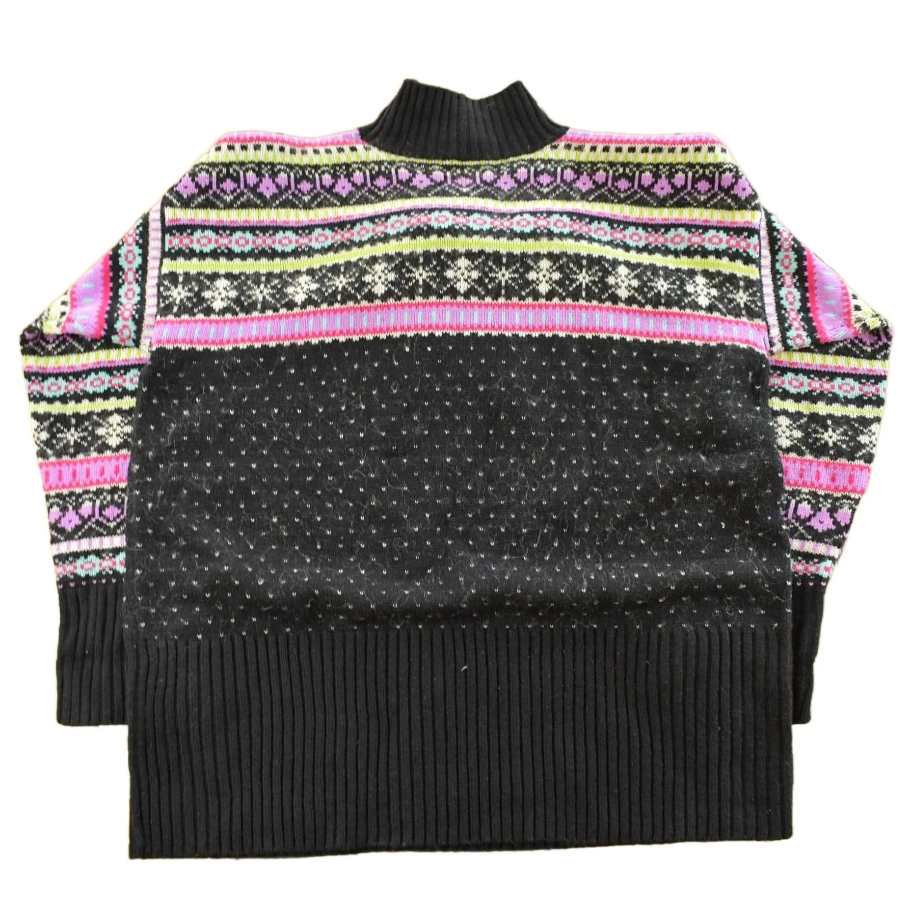 Vintage 1990s Stefano Basics Snowflake Knit Mohair Mockneck Sweater Women's L - Image 2