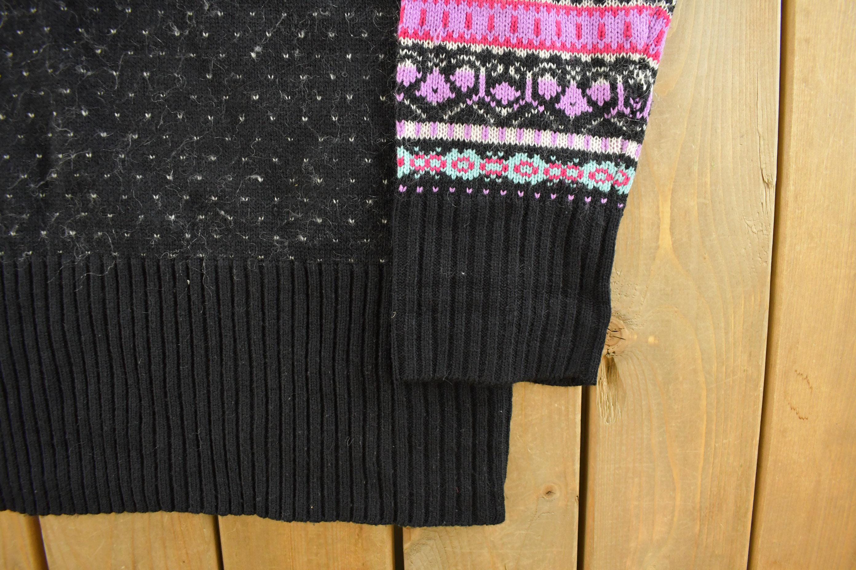 Vintage 1990s Stefano Basics Snowflake Knit Mohair Mockneck Sweater Women's L - Image 3