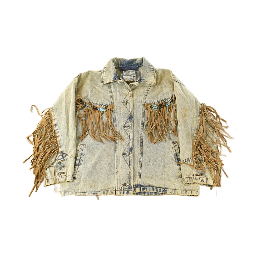 Vintage 1990s Stefano Western Denim Jean Jacket Women's XL