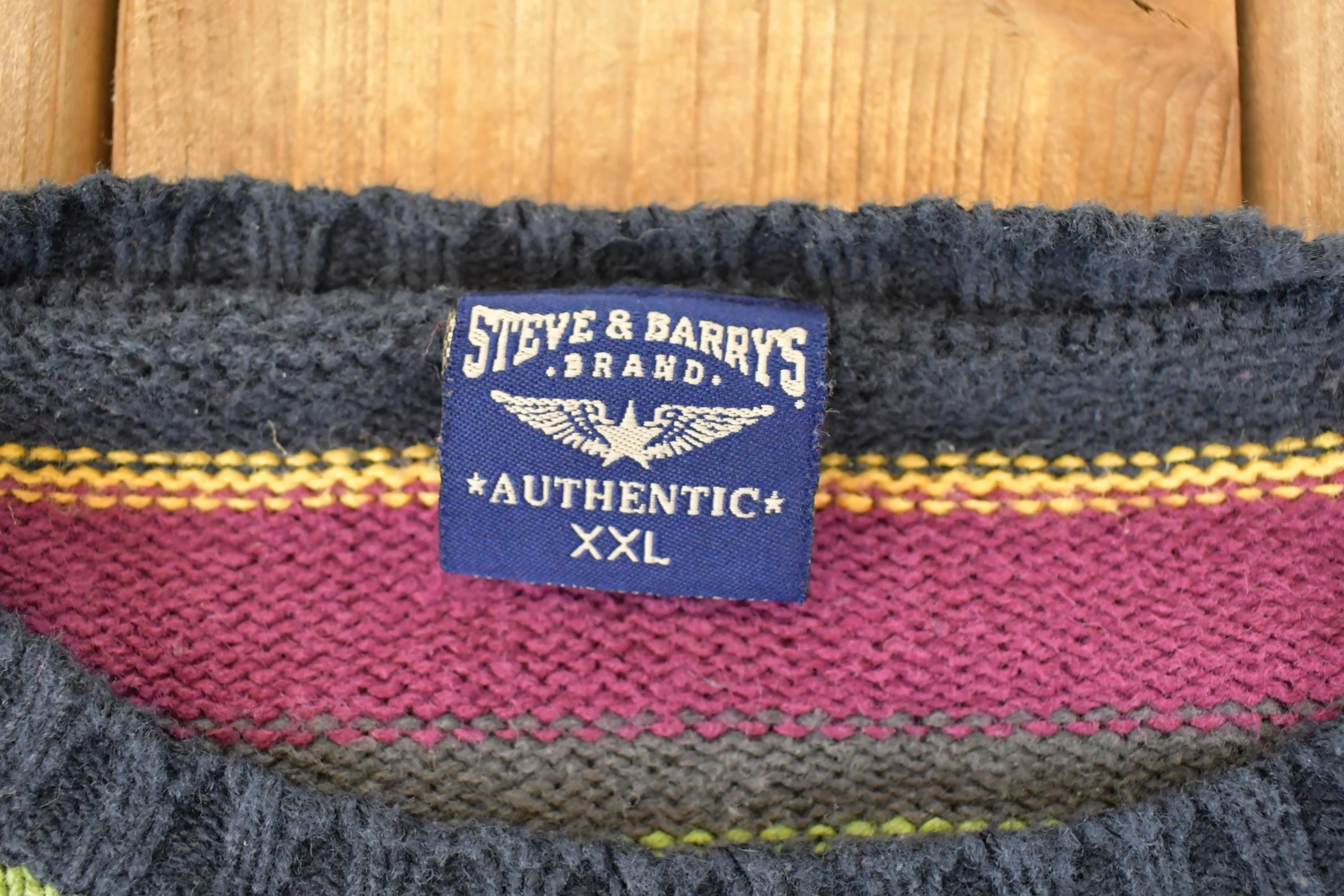 Vintage 1990s Steve & Barry's Striped Knit Crewneck Sweater Mens L - Image 4
