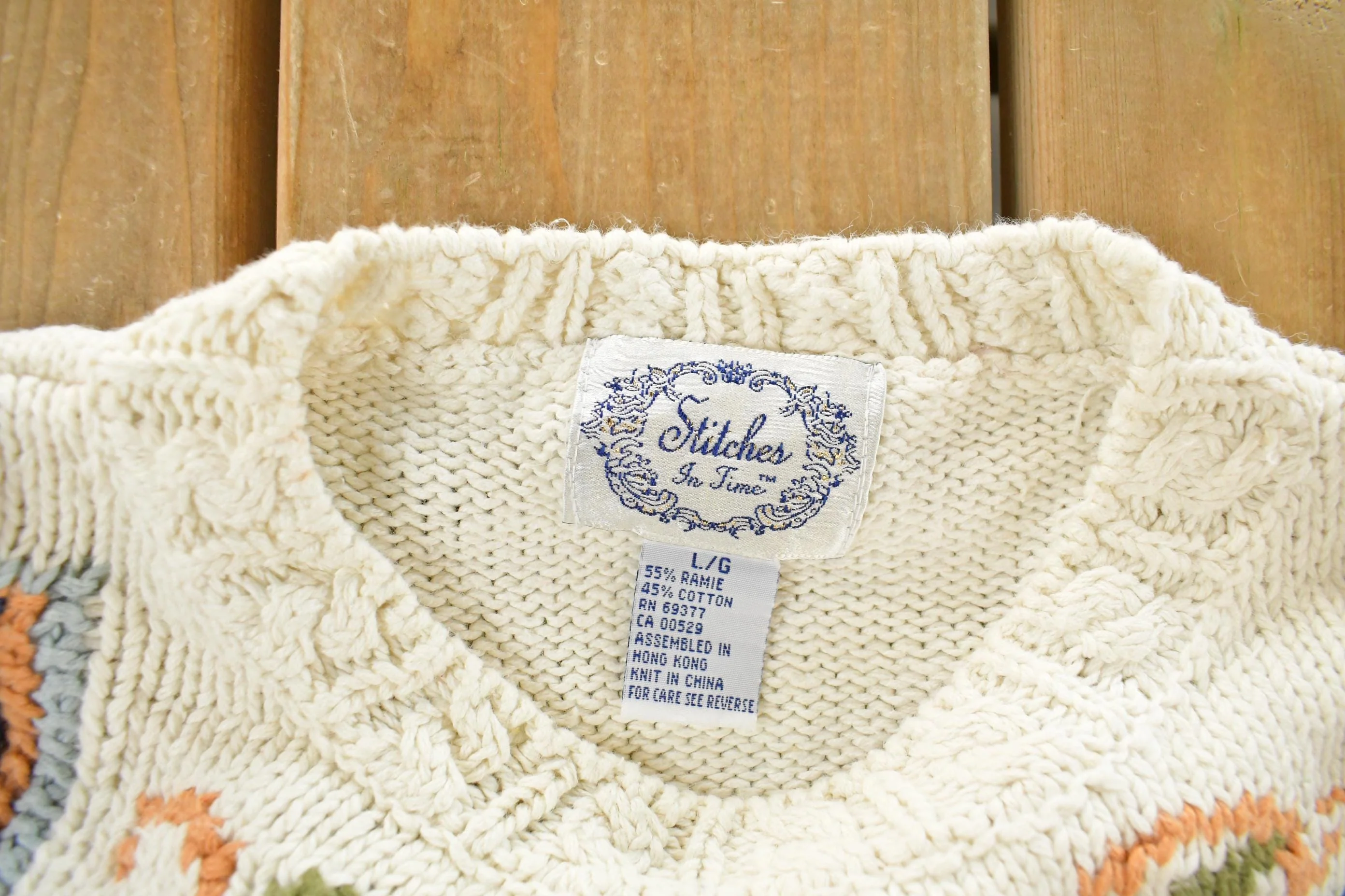 Vintage 1990s Stitches Floral Theme Knit Crewneck Sweater Women's Medium - Image 5