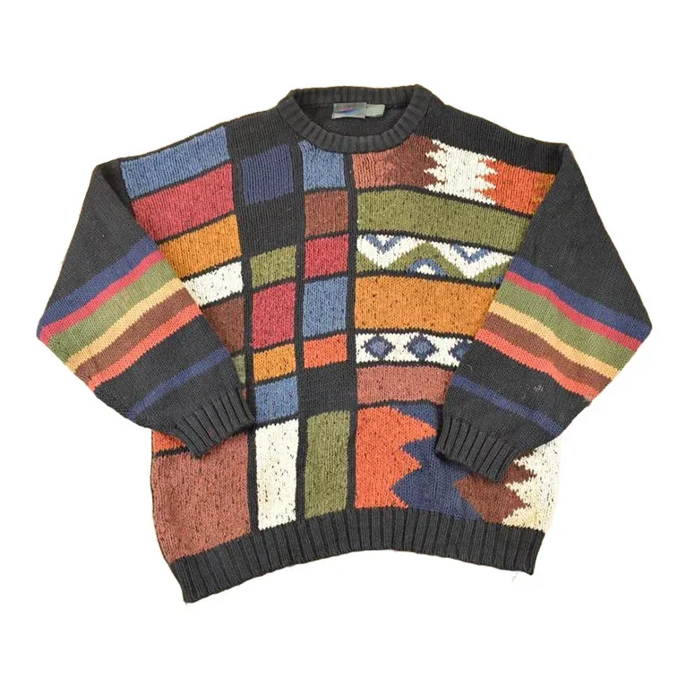 Vintage 1990s Stitchings Abstract Knit Crewneck Sweater Mens L