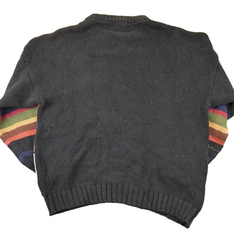 Vintage 1990s Stitchings Abstract Knit Crewneck Sweater Mens L - Image 2