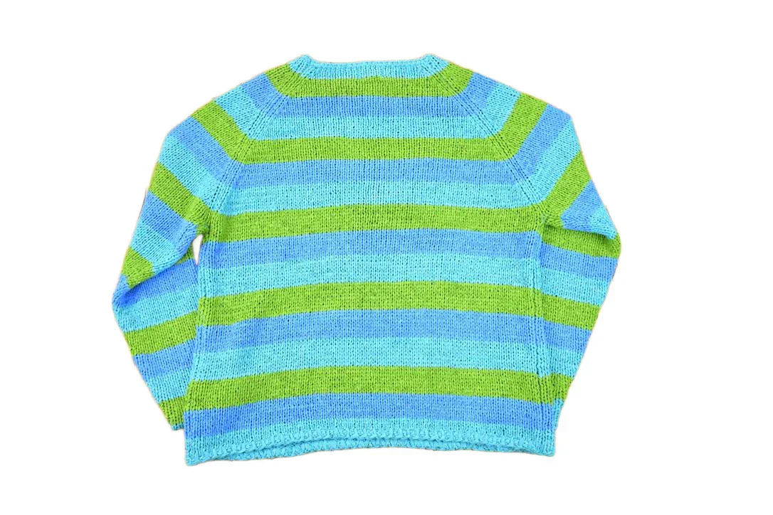 Vintage 1990s Striped Loose Knit Crewneck Sweater Women's L - Image 2
