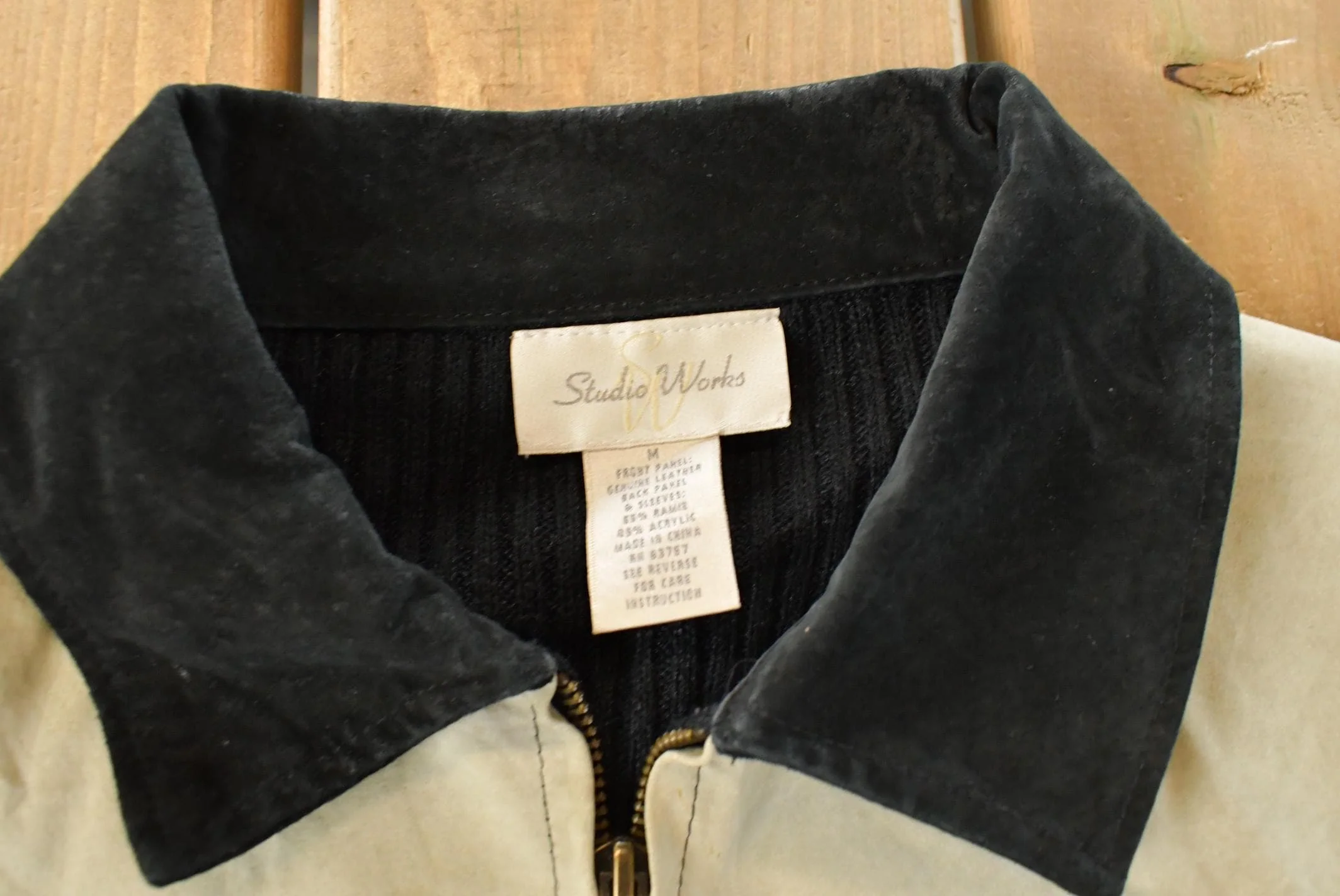 Vintage 1990s Studio Works Knit Leather Suede Jacket Women's Medium - Image 4