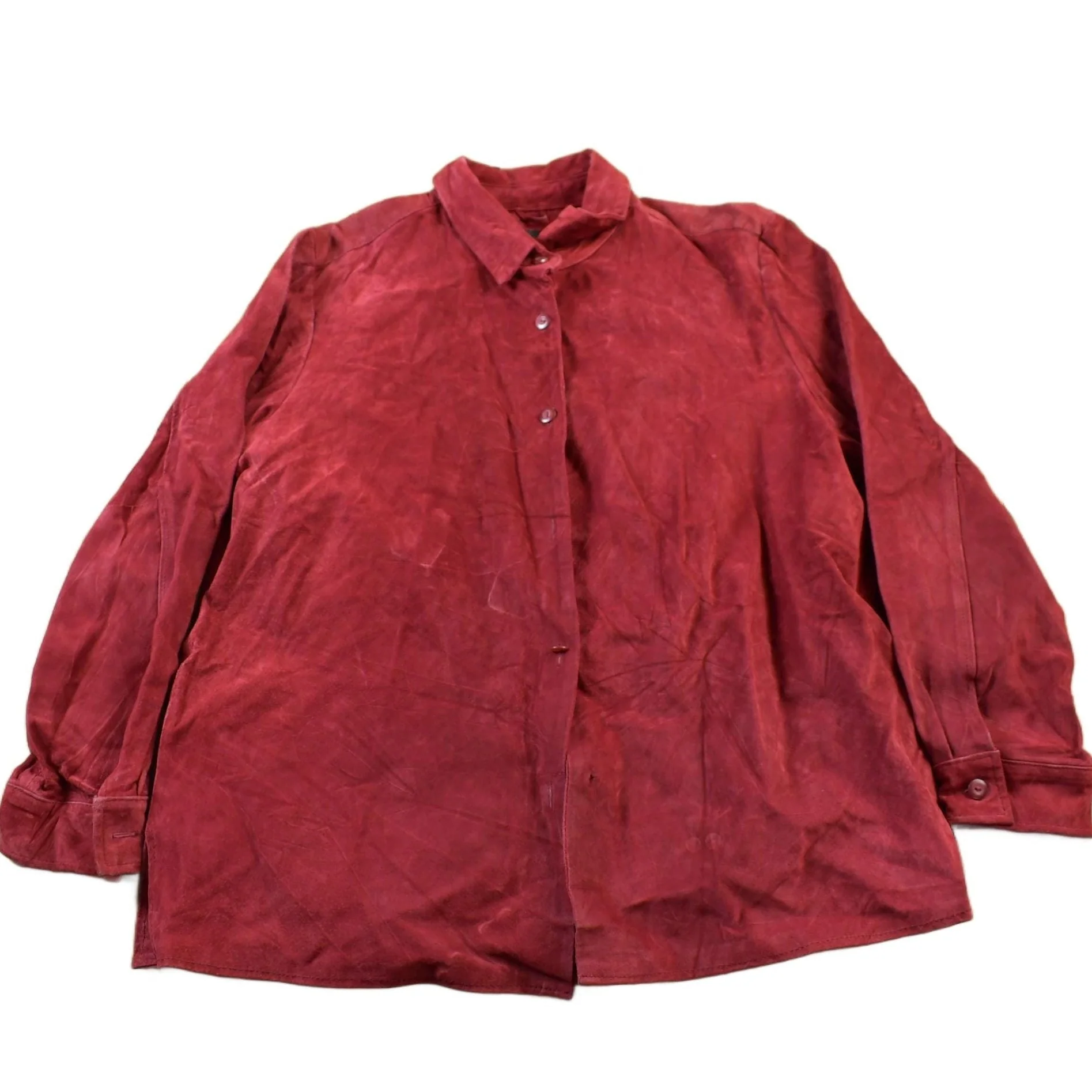 Vintage 1990s Style & Co Suede Leather Button Up Shirt Men's Medium