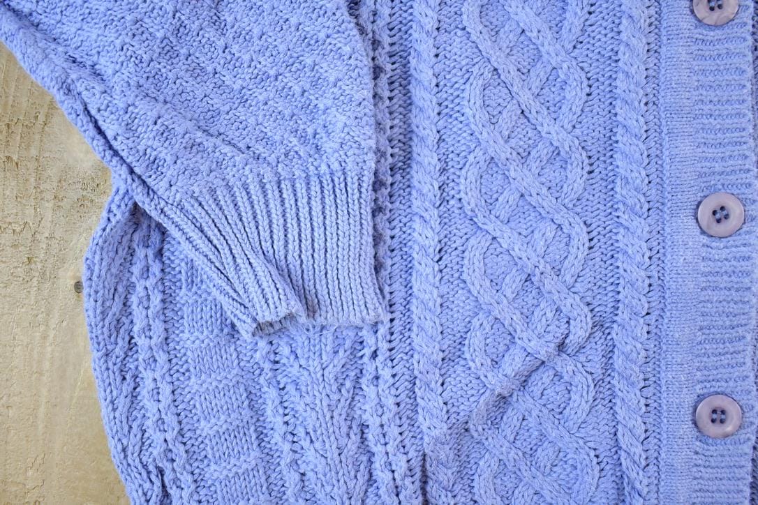 Vintage 1990s Summit Hill Cable Knit Perfect Mild Distress Cardigan Sweater Made In USA - Image 3