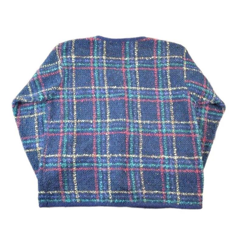 Vintage 1990s Summit Hill Chunky Wook Knit Abstract Pattern Button Up Cardigan Sweater Womens L - Image 2