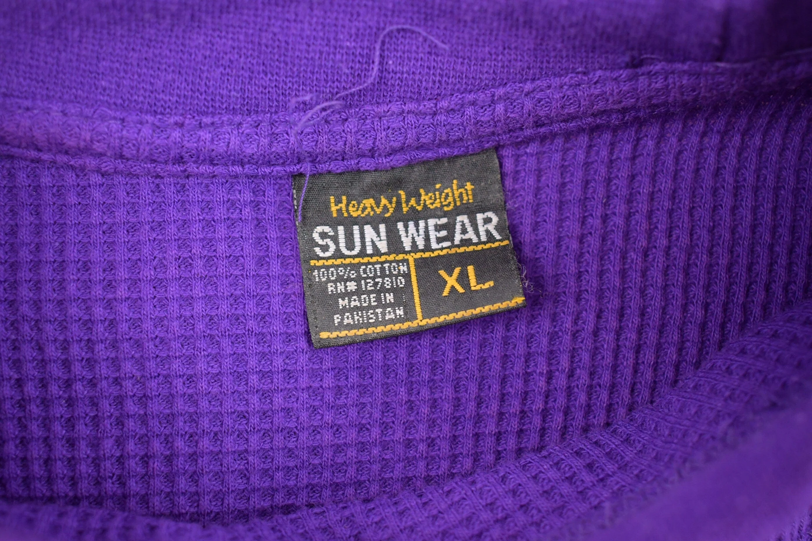 Vintage 1990s Sun Wear Thermal Crewneck Sweatshirt Men's XL - Image 3